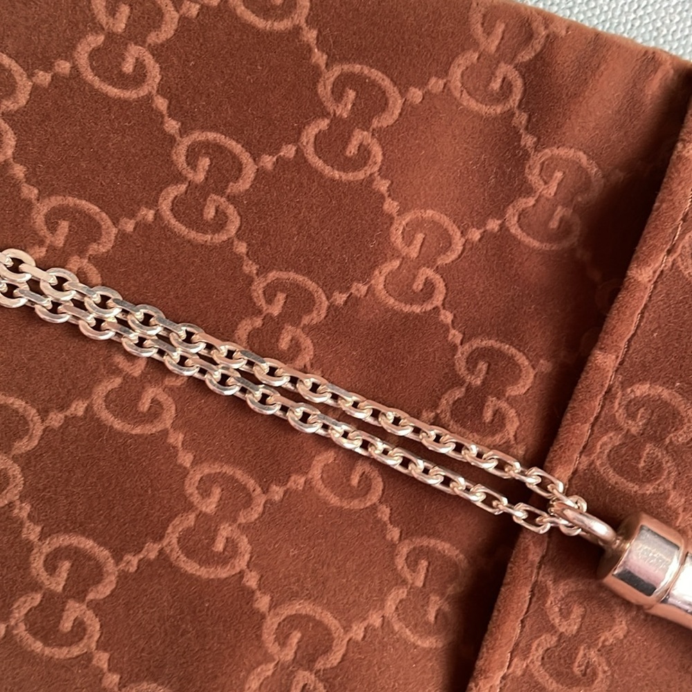 Authentic Gucci Silver Bamboo Pendant with Chain - Picture 8 of 16